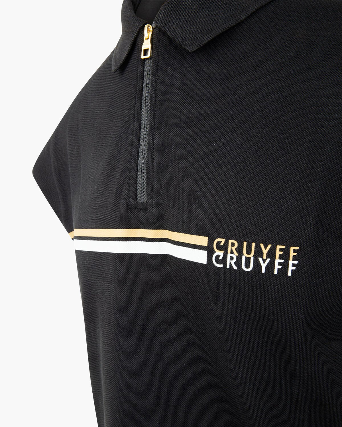Cruyff Fuze Black Gold Men's Polo: Piqué Fabric, Regular Fit, Modern Design
