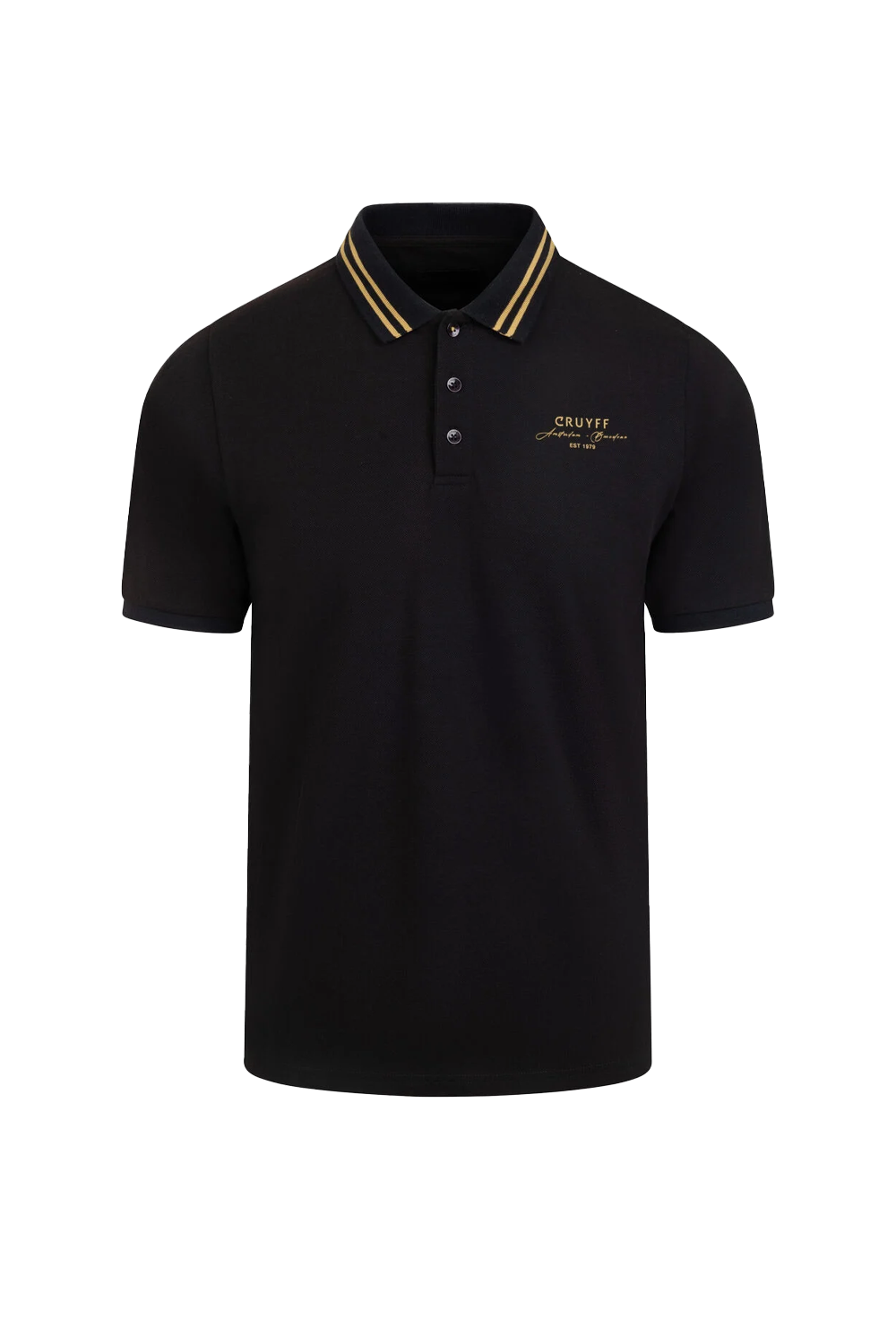 Cruyff Gudad Golfer: Stylish Black Gold Polo for Breathable Comfort