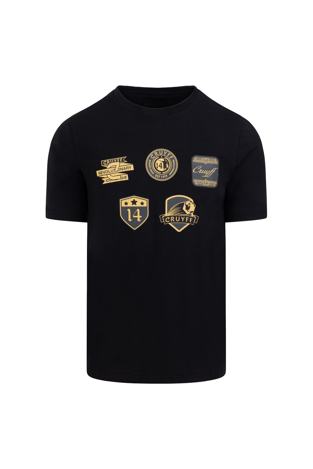 Cruyff Badge T-Shirt: Black Gold, Premium Cotton Blend, Stylish Comfort Tee