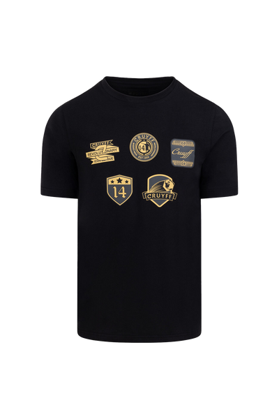 Cruyff Badge T-Shirt: Black Gold, Premium Cotton Blend, Stylish Comfort Tee