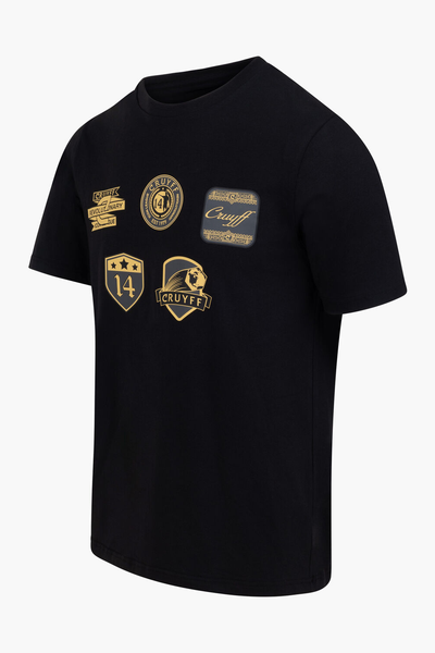 Cruyff Badge T-Shirt: Black Gold, Premium Cotton Blend, Stylish Comfort Tee