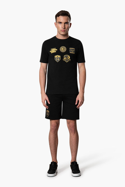 Cruyff Badge T-Shirt: Black Gold, Premium Cotton Blend, Stylish Comfort Tee