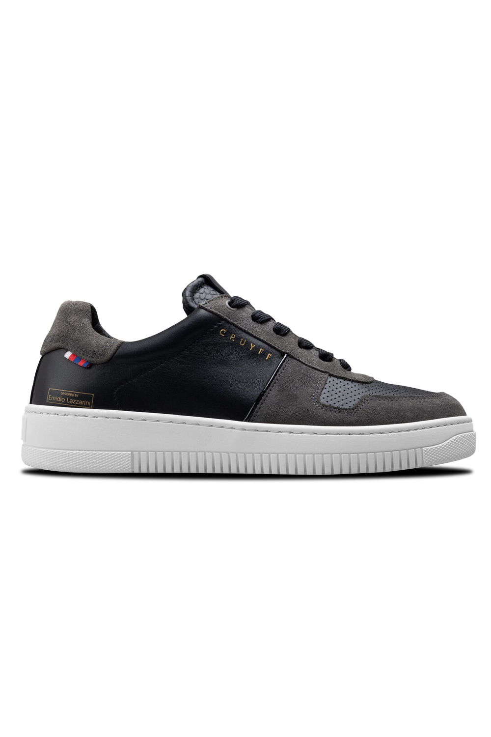 Cruyff Libero Black Perforated Suede Sneaker: Stylish Low-Cut Comfort Footwear for Men