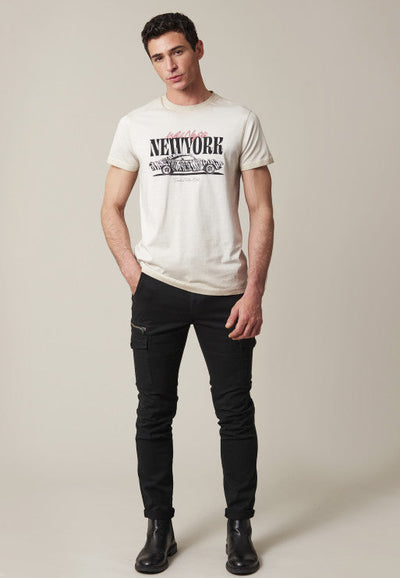 Deeluxe Arlington Wild Nights New York Men's Beige Cotton Jersey T-Shirt