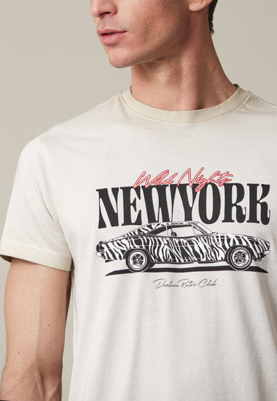 Deeluxe Arlington Wild Nights New York Men's Beige Cotton Jersey T-Shirt