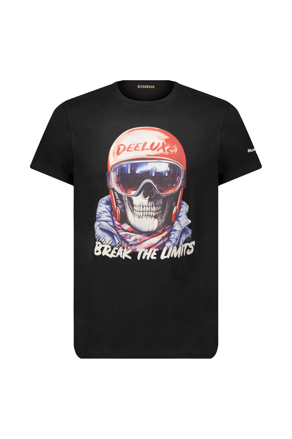 Deeluxe Men's Black Snow T-Shirt with Skull Helmet Graphic