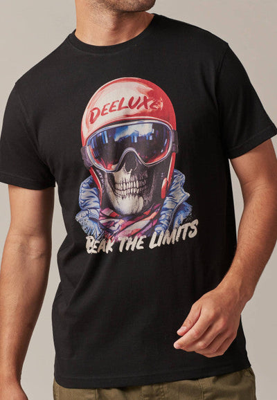 Deeluxe Men's Black Snow T-Shirt with Skull Helmet Graphic