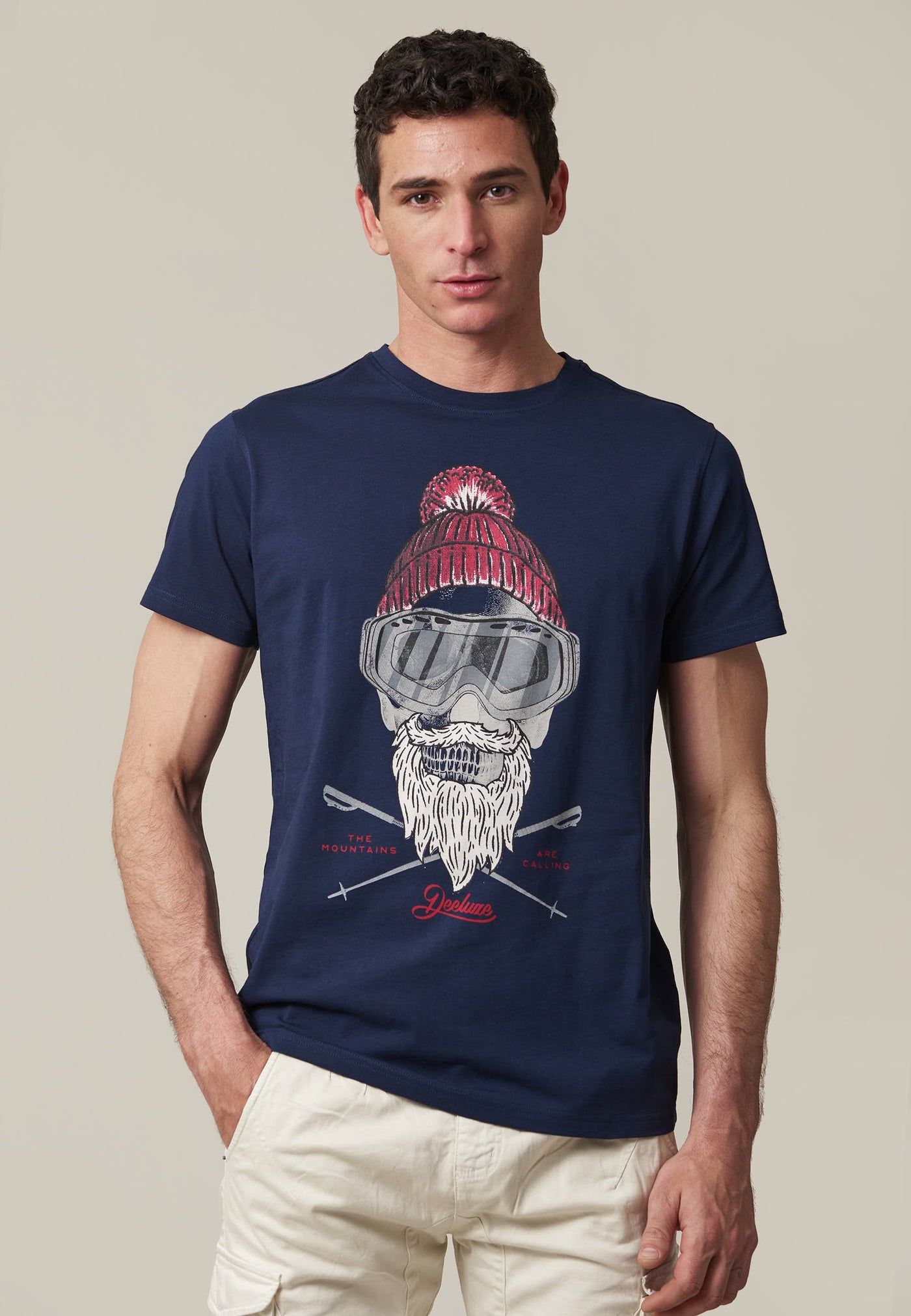 Deeluxe Pablo Men's Rock Style T-Shirt - Premium Cotton, Navy, Biowash Finish