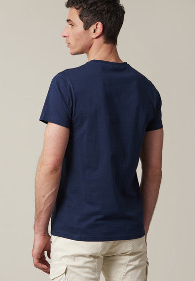 Deeluxe Pablo Men's Rock Style T-Shirt - Premium Cotton, Navy, Biowash Finish
