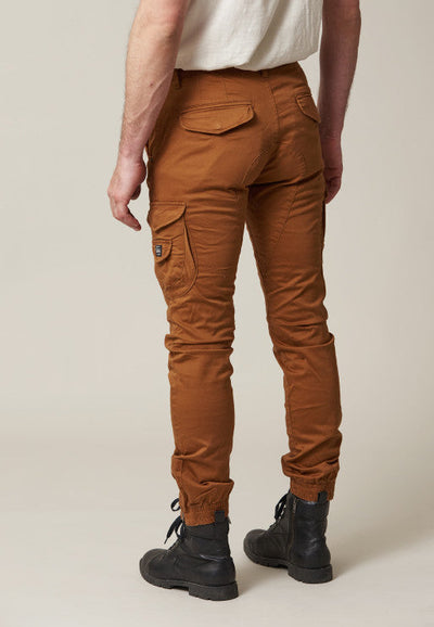 Deeluxe Men's Chestnut Satin Twill Slim Fit Cargo Pants with Pockets