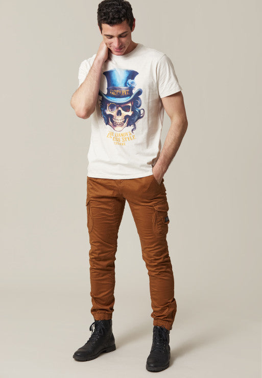 Deeluxe Men's Chestnut Garden Cargo Pants: Slim Fit, Twill Satin, P7050M