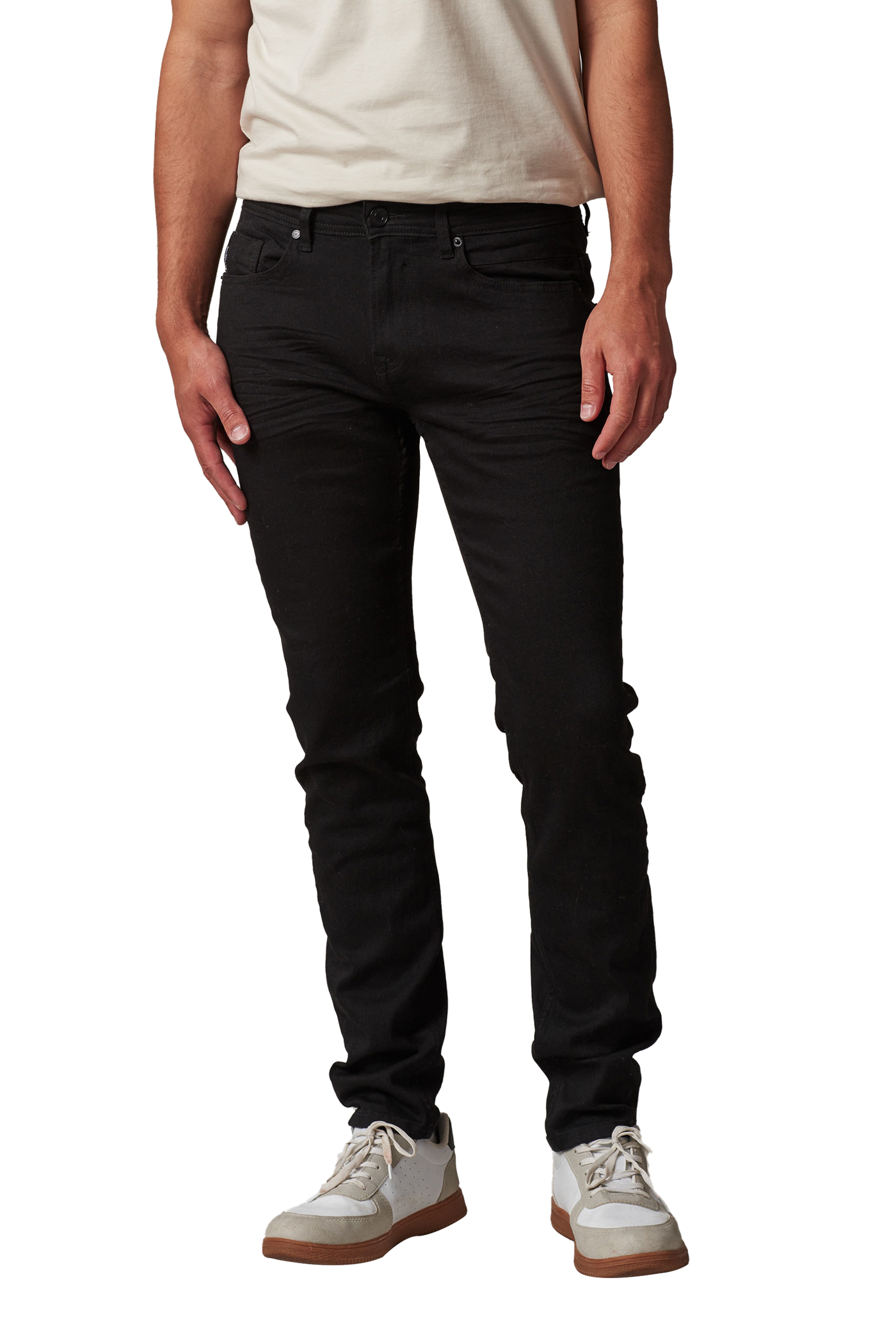 Deeluxe Men's Slim Fit Black Denim Jeans with 5 Pockets