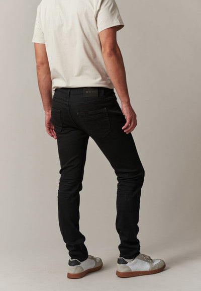 Deeluxe Men's Slim Fit Black Denim Jeans with 5 Pockets