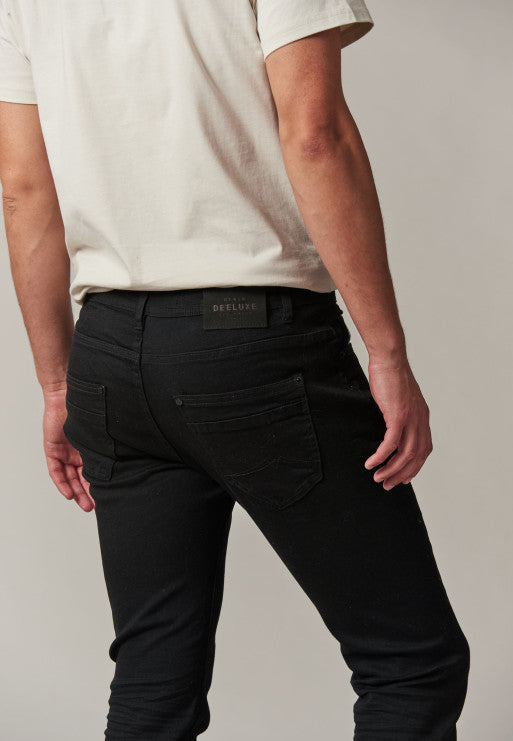 Deeluxe Men's Slim Fit Black Denim Jeans with 5 Pockets