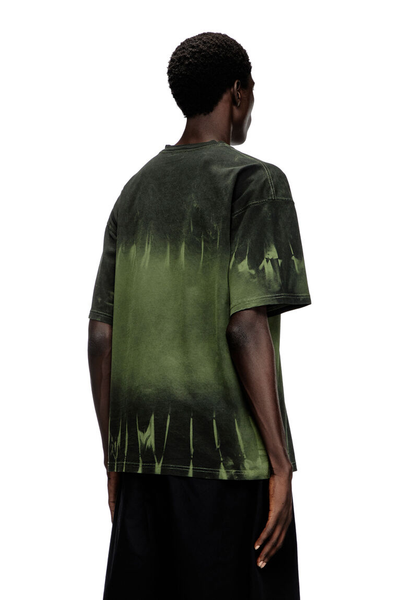 Diesel Men's Organic Cotton Tie-Dyed Relaxed Fit Green T-Shirt with Logo