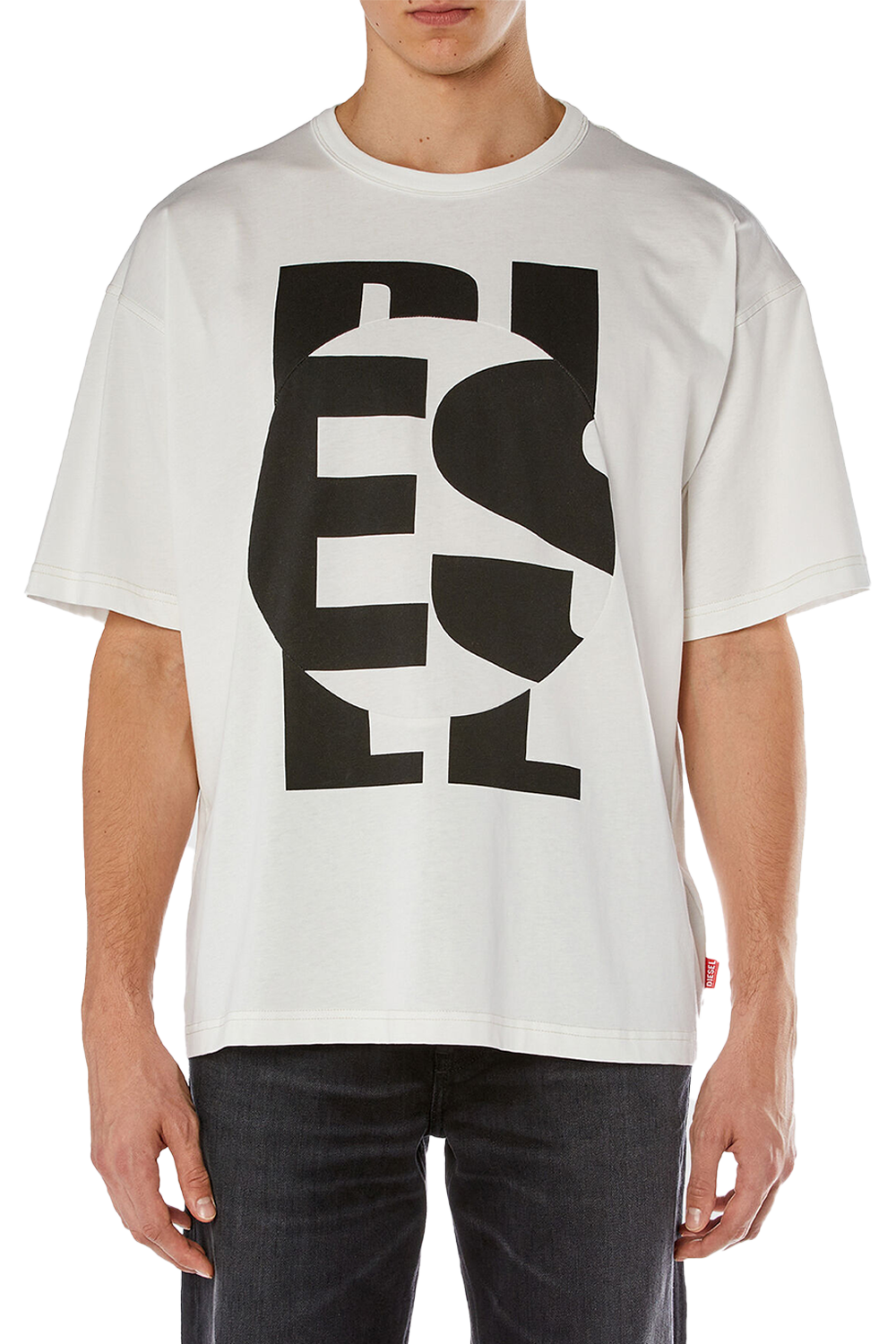 Diesel T-Boxt-Circle Off-White Short Sleeve Stylish Round Neck Graphic T-Shirt