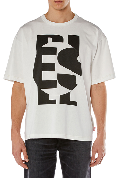 Diesel T-Boxt-Circle Off-White Short Sleeve Stylish Round Neck Graphic T-Shirt