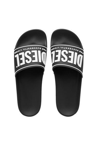 Diesel SA-Mayemi CC Slide Black Pool Sandal with 3D Logo Design