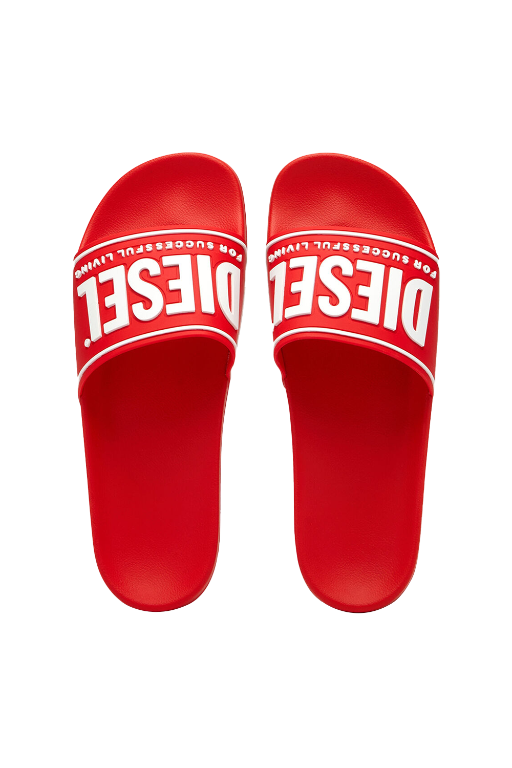 Diesel SA-Mayemi CC Slide: Red and White Pool Sandals for Men