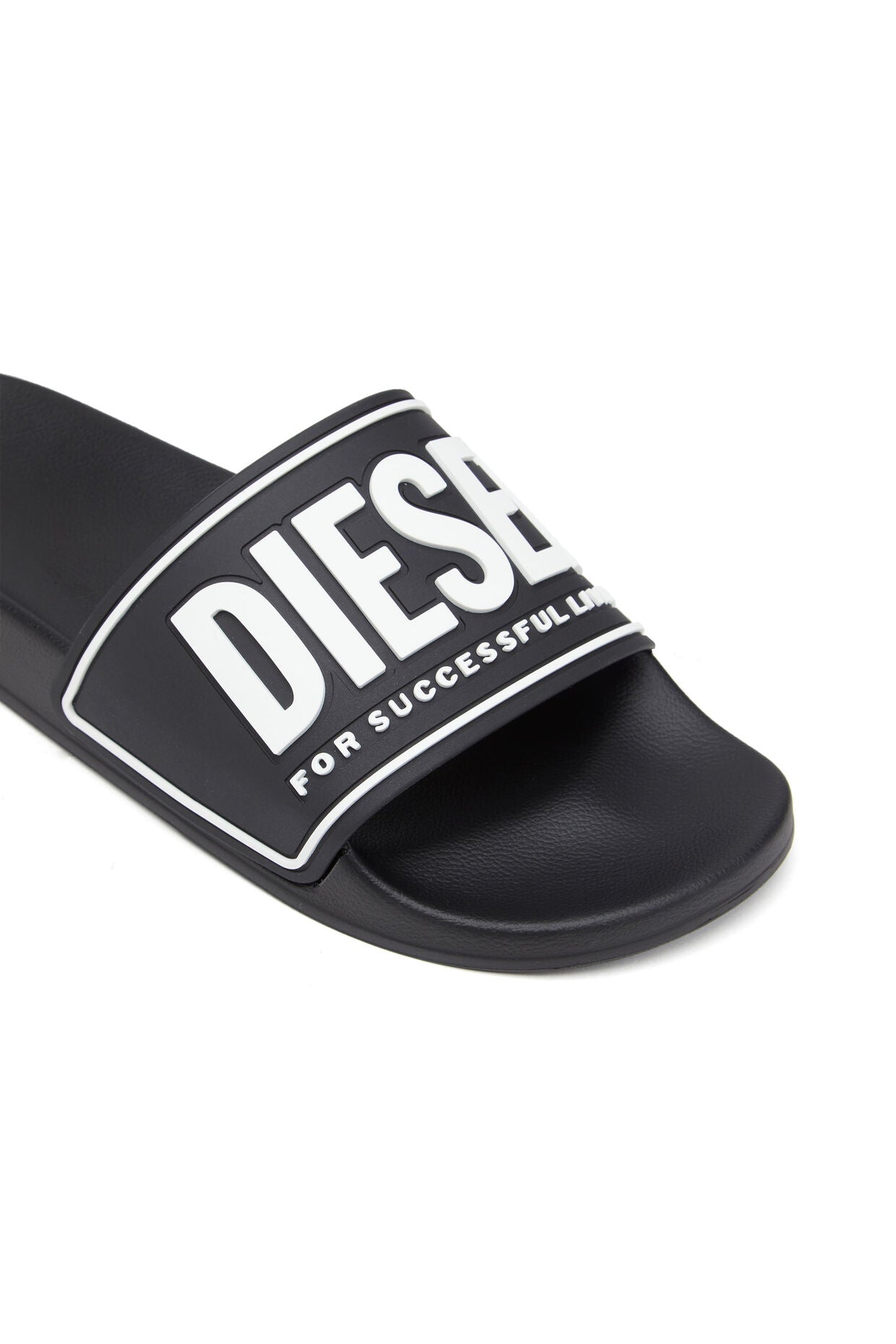 Diesel SA-Mayemi CC Slide Black Pool Sandal with 3D Logo Design