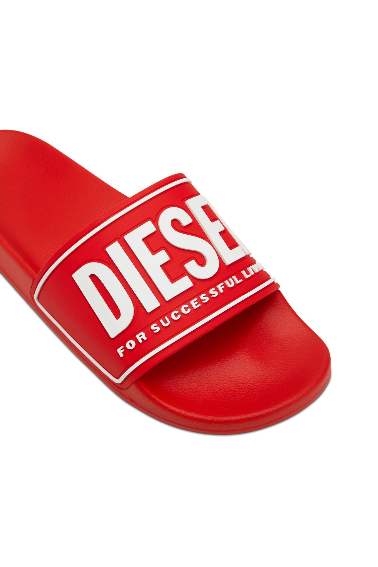 Diesel SA-Mayemi CC Slide Red White Sandals: Ergonomic Comfort, Stylish 3D Logo