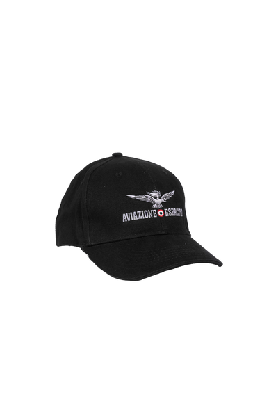 Esercito Aves Aviation Black Cotton Cap with Adjustable Buckle Closure