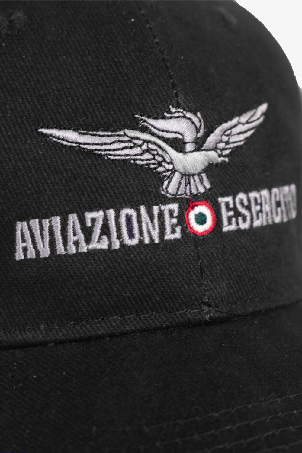 Esercito Aves Aviation Black Cotton Cap with Adjustable Buckle Closure