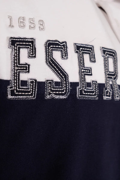 Esercito Davis Golf Polo: White & Navy Embroidered Performance Golfer