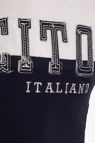 Esercito Davis Golf Polo: White & Navy Embroidered Performance Golfer