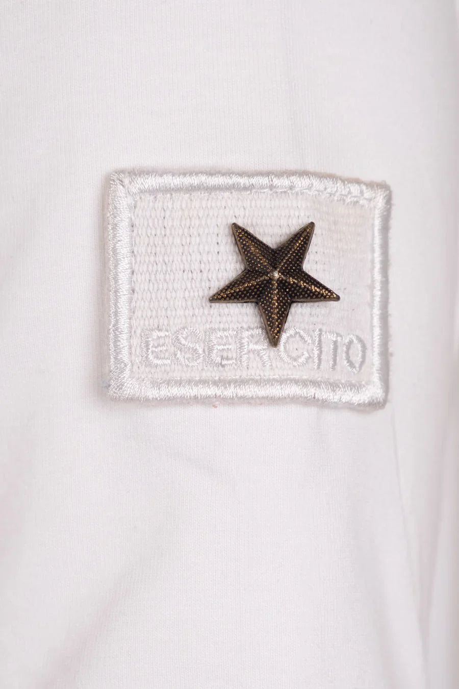 Esercito Davis Golf Polo: White & Navy Embroidered Performance Golfer