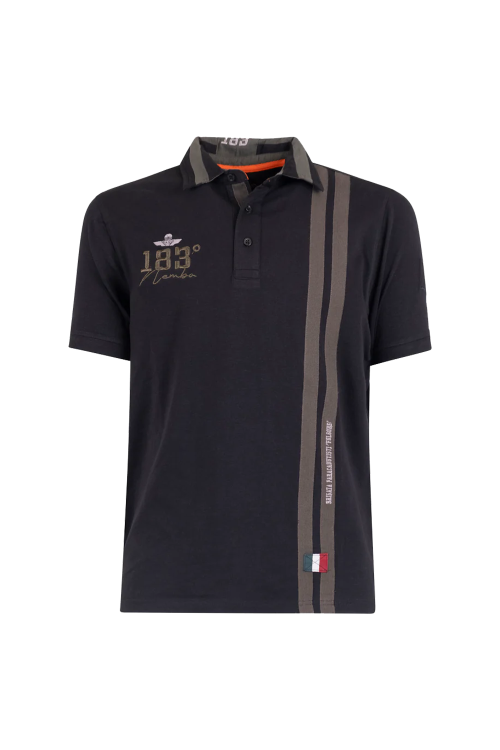 Esercito Nemot Black Cotton Jersey Golfer: Classic Style, Embroidered Details