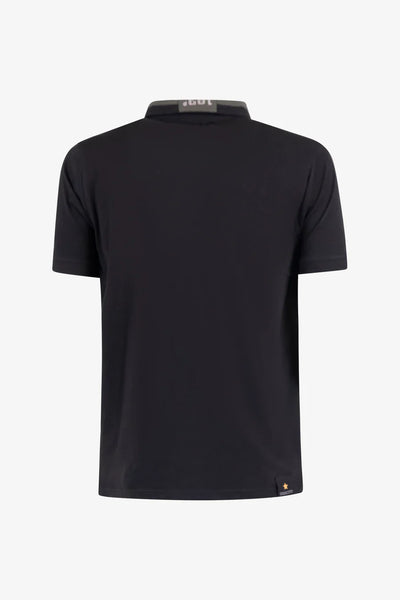 Esercito Nemot Black Cotton Jersey Polo Shirt with Paratrooper Patches