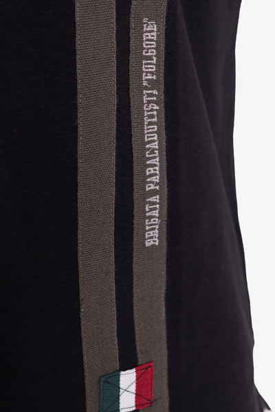 Esercito Nemot Black Cotton Jersey Polo Shirt with Paratrooper Patches