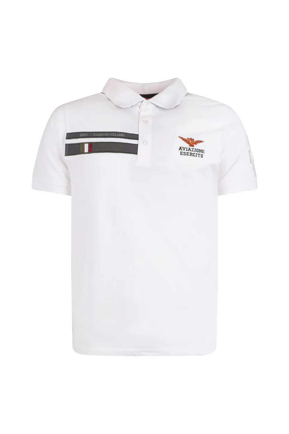 Esercito Marvis Piqué Polo Shirt: Classic White Golfer with Aviation Patches