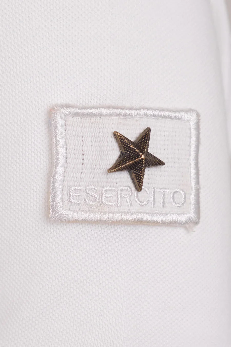 Esercito Marvis Piqué Polo Shirt: Classic White Golfer with Aviation Patches
