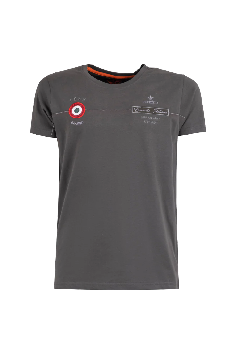Esercito Rogen Olive Short Sleeve Round Neck Embroidered T-Shirt for Men