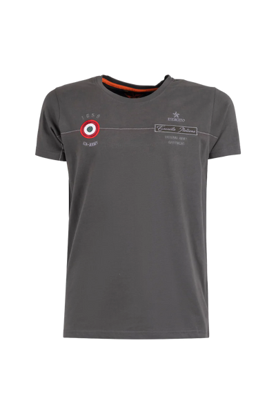 Esercito Rogen Olive Short Sleeve Round Neck Embroidered T-Shirt for Men