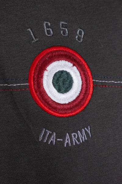 Esercito Rogen Olive Short Sleeve Round Neck Embroidered T-Shirt for Men