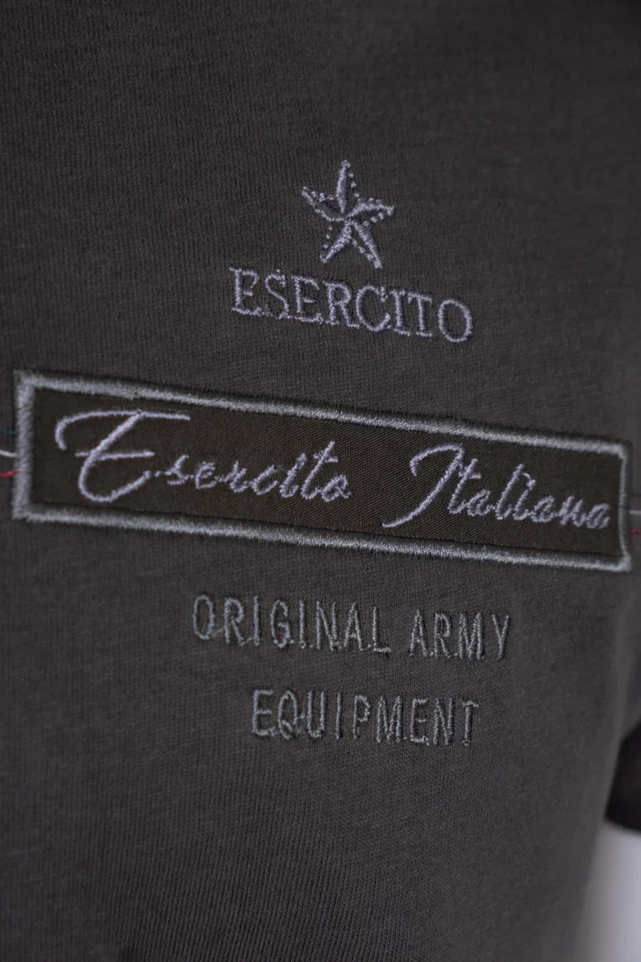 Esercito Rogen Olive Short Sleeve Round Neck Embroidered T-Shirt for Men