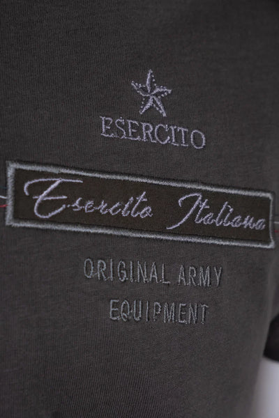 Esercito Rogen Olive Short Sleeve Round Neck Embroidered T-Shirt for Men
