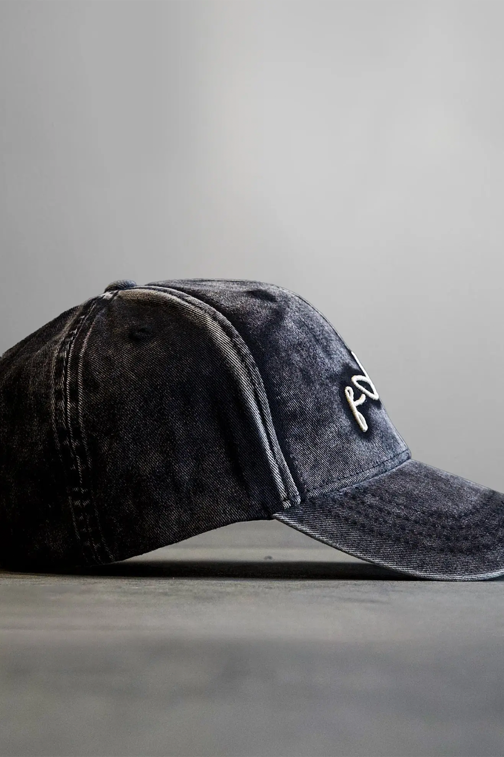 Signature Grey Washed Cotton Cap with Off-White Embroidered Fade Logo