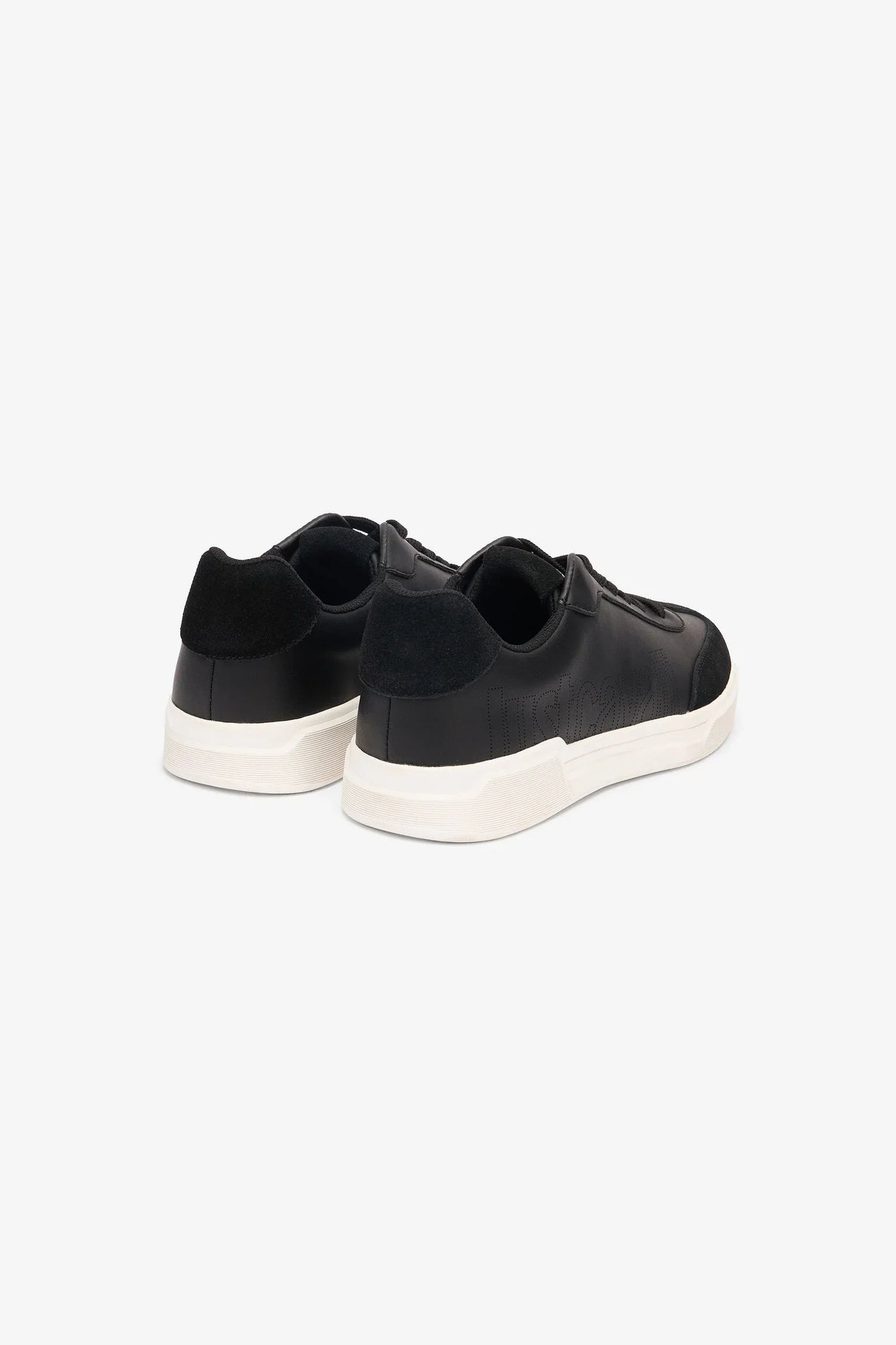 Just Cavalli Fondo Minimal Black Suede-Effect Designer Sneakers for Men