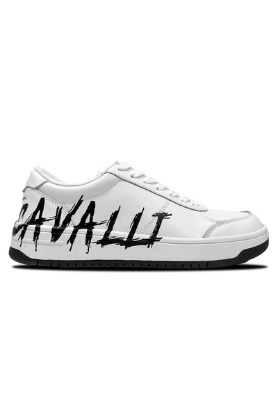 Just Cavalli Fondo Azula White Sneaker: Stylish Lace-Up Comfort with Distinctive Branding