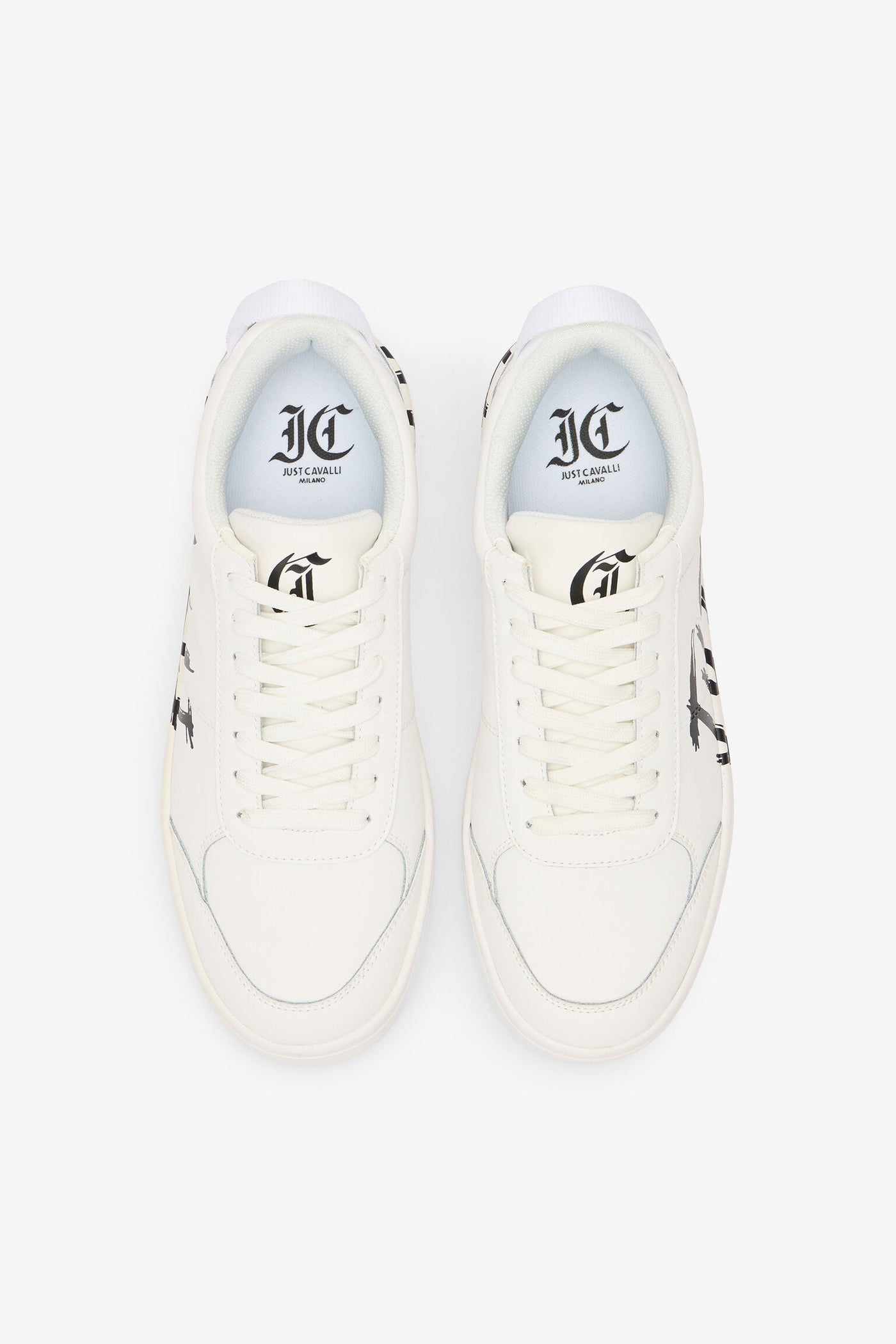 Just Cavalli Fondo Azula White Sneaker: Stylish Lace-Up Comfort with Distinctive Branding