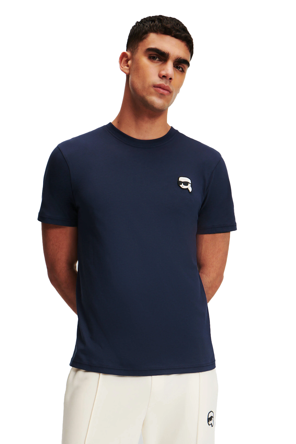 Karl Lagerfeld Ikonik 2.0 Mini Patch T-Shirt: Organic Cotton, Navy Blue