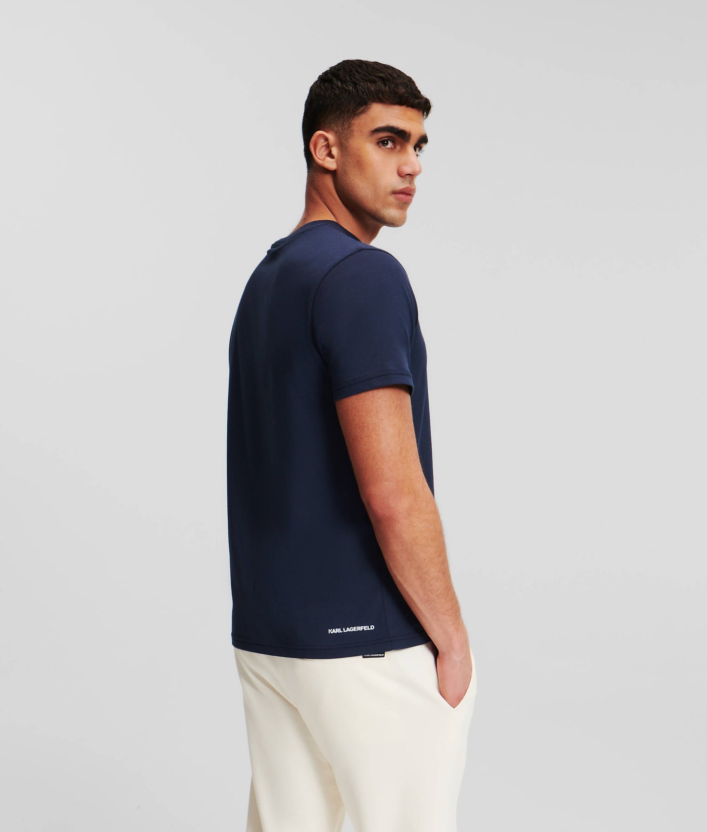 Karl Lagerfeld Ikonik 2.0 Mini Patch T-Shirt: Organic Cotton, Navy Blue