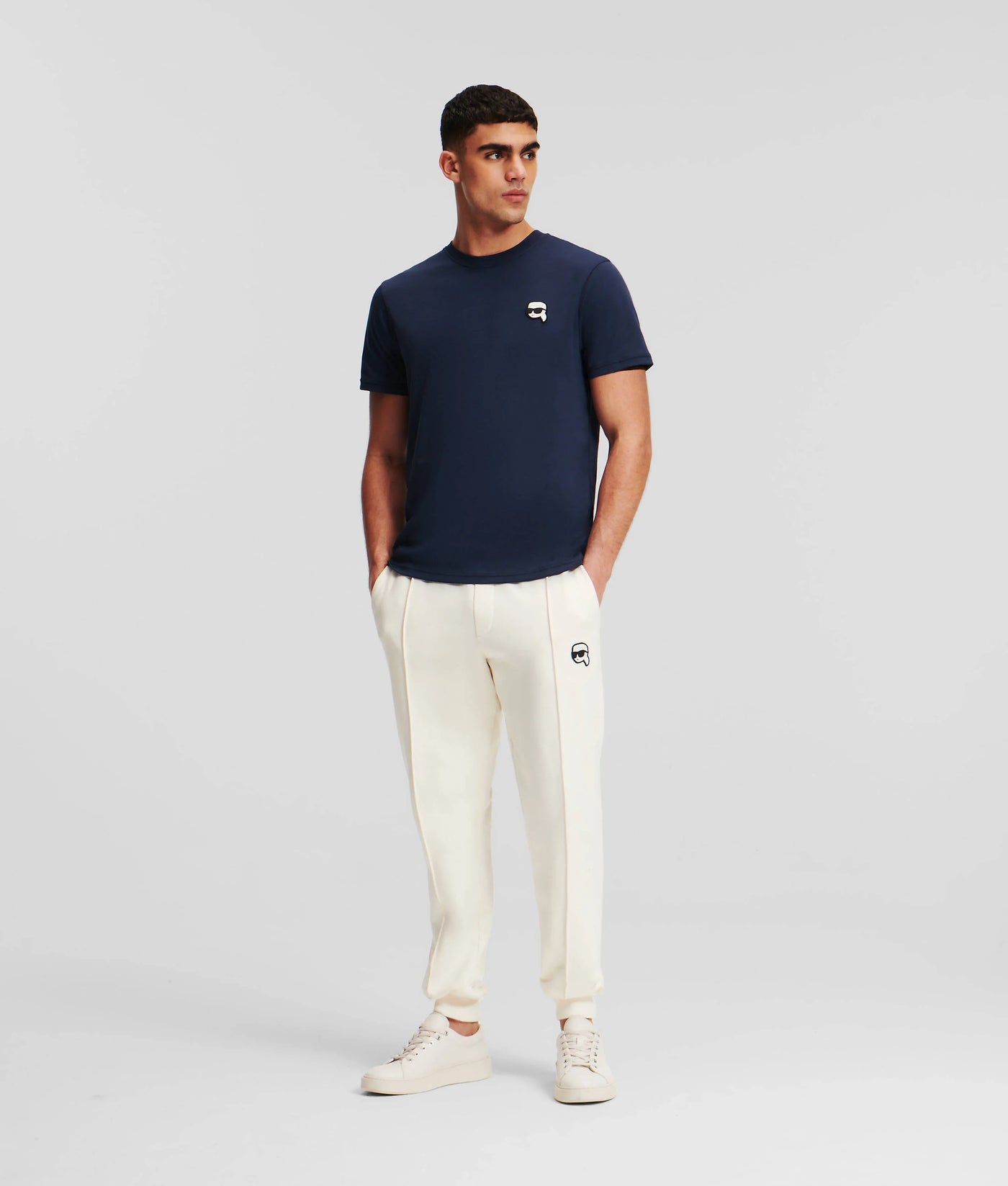 Karl Lagerfeld Ikonik 2.0 Mini Patch T-Shirt: Organic Cotton, Navy Blue