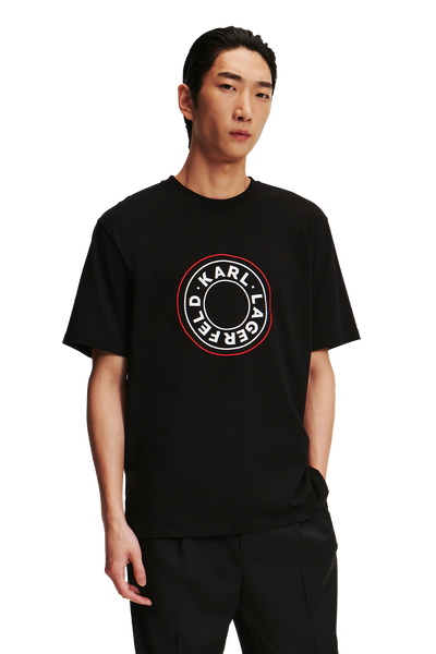 Karl Lagerfeld Circle Logo Black T-Shirt: Organic Cotton, Relaxed Fit, Iconic Style