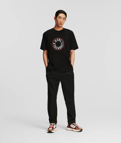 Karl Lagerfeld Circle Logo Black T-Shirt: Organic Cotton, Relaxed Fit, Iconic Style