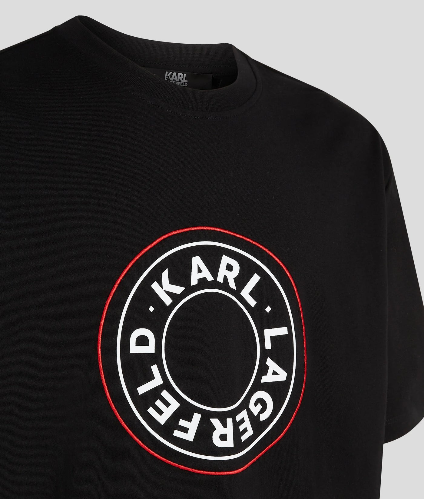 Karl Lagerfeld Circle Logo Black T-Shirt: Organic Cotton, Relaxed Fit, Iconic Style